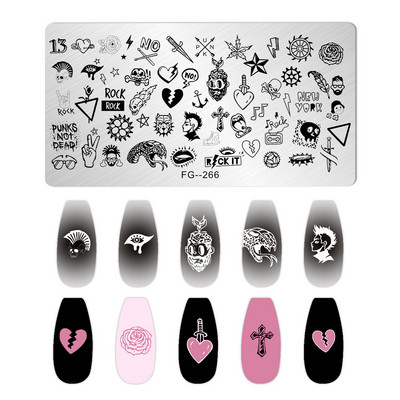 1Gb Helovīna ķirbju nagu apzīmogošanas plāksnes Taisnstūra veidnes trafareti nagu mākslas zīmoga attēla plāksne Manikīrs nagu drukas rīki