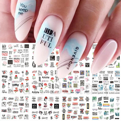 12 buc. Linii abstracte Graffiti Set de autocolante pentru unghii Portret Bloc de culoare Frunze Design francez Slider Manichiura Decor SABN2137-2148