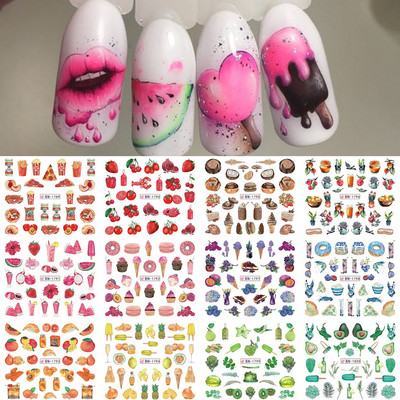 12 buc. Linii abstracte Graffiti Set de autocolante pentru unghii Portret Bloc de culoare Frunze Design francez Slider Manichiura Decor SABN2137-2148