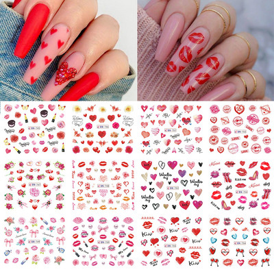 12 buc. Linii abstracte Graffiti Set de autocolante pentru unghii Portret Bloc de culoare Frunze Design francez Slider Manichiura Decor SABN2137-2148