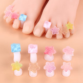 8 gab./Iepakojums Silikona purngalu atdalītājs Cute, mīksts pedikīra rīki Daisy Square Star Heart Rhinestone pēdu pirkstu atdalītāju kopšanas rīki