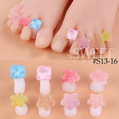 8 gab./Iepakojums Silikona purngalu atdalītājs Cute, mīksts pedikīra rīki Daisy Square Star Heart Rhinestone pēdu pirkstu atdalītāju kopšanas rīki