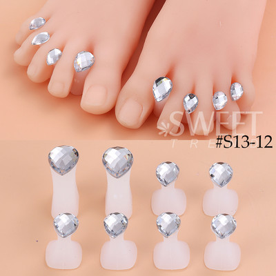 8 gab./Iepakojums Silikona purngalu atdalītājs Cute, mīksts pedikīra rīki Daisy Square Star Heart Rhinestone pēdu pirkstu atdalītāju kopšanas rīki