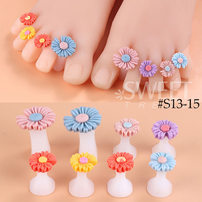 8 gab./Iepakojums Silikona purngalu atdalītājs Cute, mīksts pedikīra rīki Daisy Square Star Heart Rhinestone pēdu pirkstu atdalītāju kopšanas rīki