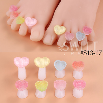 8 gab./Iepakojums Silikona purngalu atdalītājs Cute, mīksts pedikīra rīki Daisy Square Star Heart Rhinestone pēdu pirkstu atdalītāju kopšanas rīki