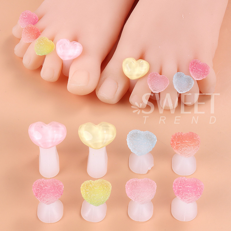 8 gab./Iepakojums Silikona purngalu atdalītājs Cute, mīksts pedikīra rīki Daisy Square Star Heart Rhinestone pēdu pirkstu atdalītāju kopšanas rīki