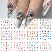 Ūdens uzlīmes nagiem Ziedi Tauriņu Uzlīmes Piekariņi Pavasara Dizains Slideri Estētiskā želeja ar UV gaismu Dekors Manikīra preces