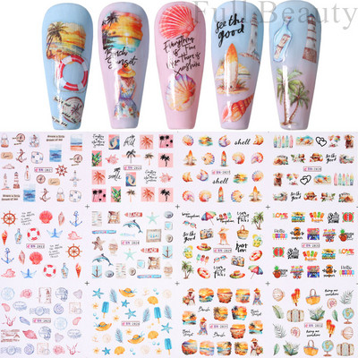 Ūdens uzlīmes nagiem Ziedi Tauriņu Uzlīmes Piekariņi Pavasara Dizains Slideri Estētiskā želeja ar UV gaismu Dekors Manikīra preces