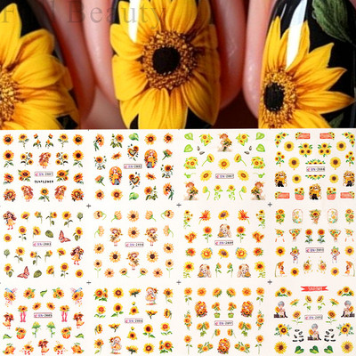 Ūdens uzlīmes nagiem Ziedi Tauriņu Uzlīmes Piekariņi Pavasara Dizains Slideri Estētiskā želeja ar UV gaismu Dekors Manikīra preces