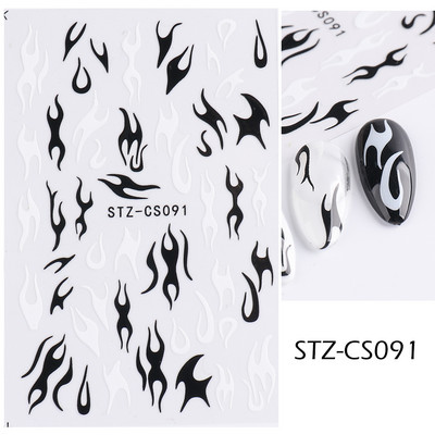 Metāliskas sudraba liesmas nagu uzlīmes svītrainām viļņainām līnijām cilts Fire Tatton slīdnis Hologrāfisks 3D manikīra uzgaļi Dekorācija JISW-T