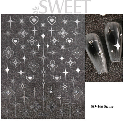 Metāliskas sudraba liesmas nagu uzlīmes svītrainām viļņainām līnijām cilts Fire Tatton slīdnis Hologrāfisks 3D manikīra uzgaļi Dekorācija JISW-T