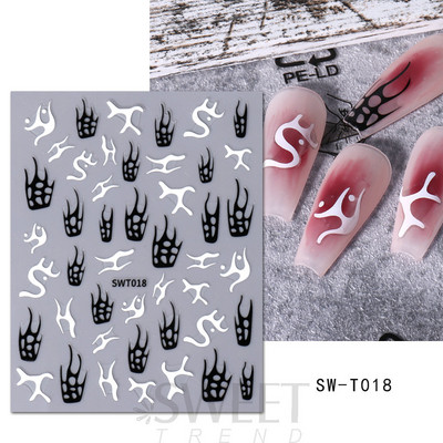 Metāliskas sudraba liesmas nagu uzlīmes svītrainām viļņainām līnijām cilts Fire Tatton slīdnis Hologrāfisks 3D manikīra uzgaļi Dekorācija JISW-T