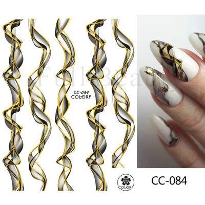 Metāliskas sudraba liesmas nagu uzlīmes svītrainām viļņainām līnijām cilts Fire Tatton slīdnis Hologrāfisks 3D manikīra uzgaļi Dekorācija JISW-T