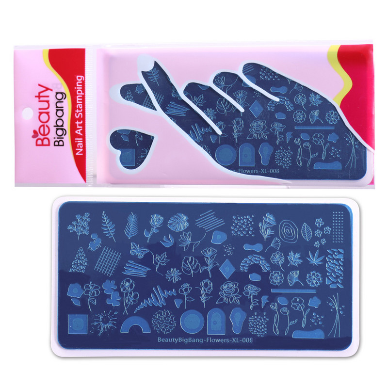 Zemas cenas Pārdošana SkaistumsBigBang svītraina līnija nagu apzīmogošanas plāksne Ziedi rožu lapas nagu mākslas attēla veidne manikīra trafareta rīks