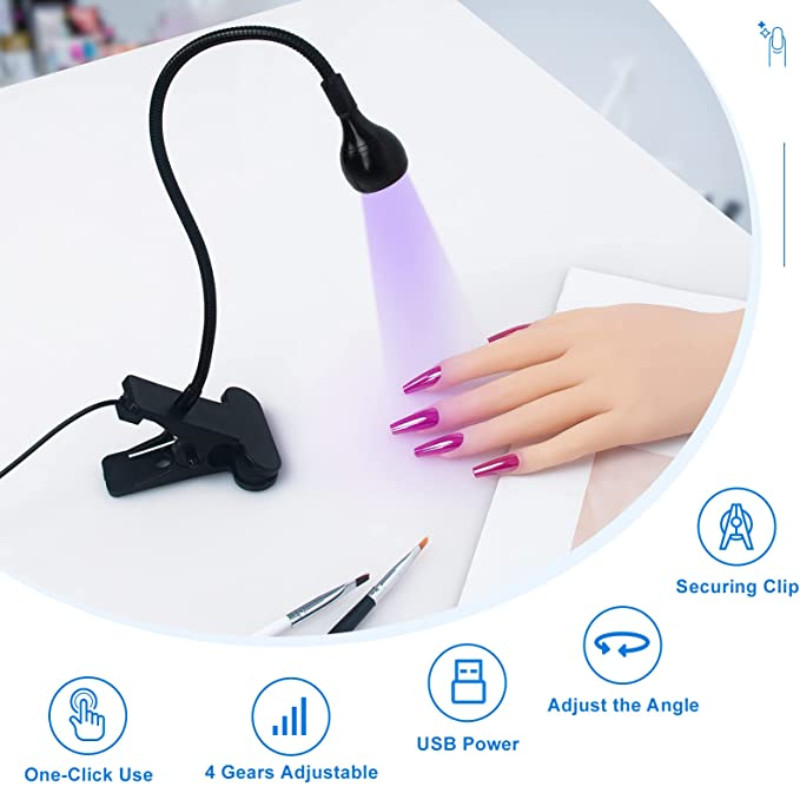 LED UV gaisma žāvēšanai gēla nagu laka, piespraužams elastīgs rakstāmgalds Mini USB nagu lampa pārnēsājama nagu žāvētāja manikīra salona rīki
