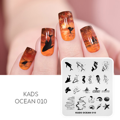 KADS 11 Design Ocean Series Dolphins Conch Fish Mermaid Stamping Nail Art Πρότυπο Εργαλεία νυχιών Στένσιλ νυχιών Πλάκα νυχιών