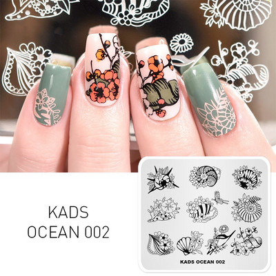 KADS 11 Design Ocean sērija Dolphins Conch Fish Mermaid štancēšana nagu mākslas veidne nagu rīki nagu trafarets zīmogs nagu plāksne