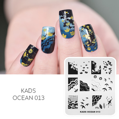 KADS 11 Design Ocean sērija Dolphins Conch Fish Mermaid štancēšana nagu mākslas veidne nagu rīki nagu trafarets zīmogs nagu plāksne
