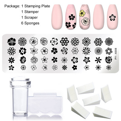 1 nagu štancēšanas plākšņu komplekts, ģeometrijas mežģīņu ziedu sapņu ķērājs ar želejas zīmogskrāpi, sūklis nagu mākslas attēlu plāksnes rīks