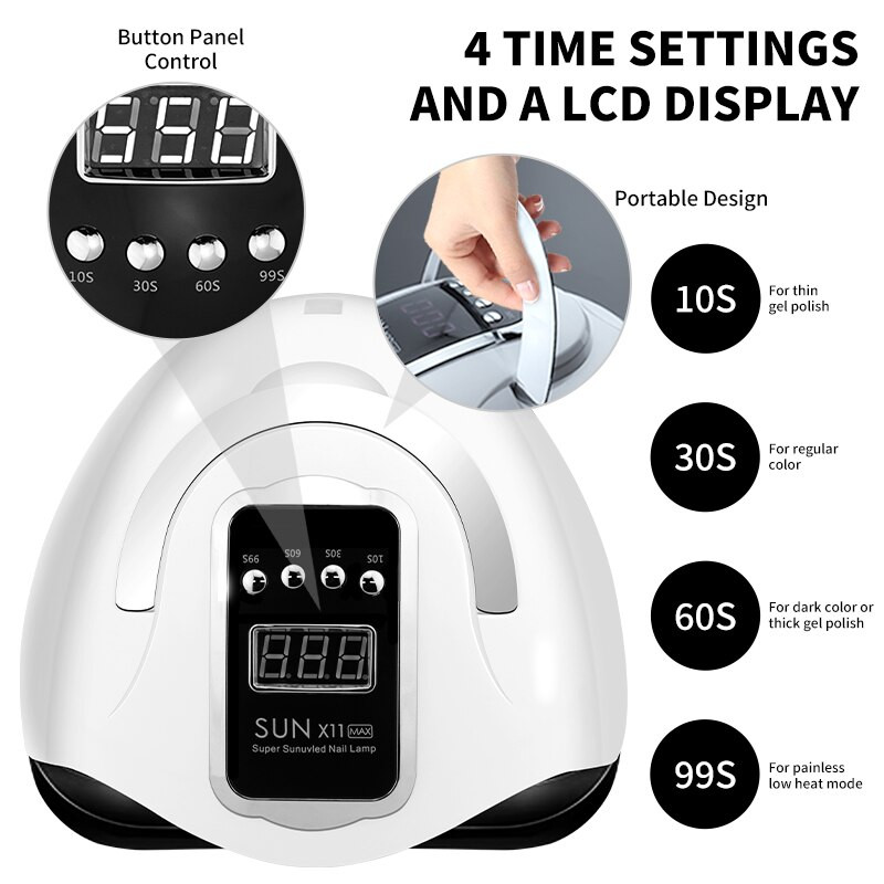 Lampă profesională de uscare a unghiilor SUN X11 MAX pentru manichiură, 280 W, mașină de uscare pentru lac de unghii, cu senzor automat UV LED, lampă pentru unghii