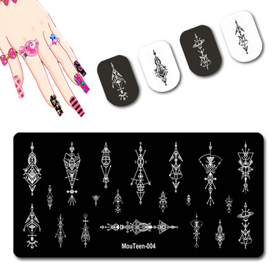 Skulls Nail Art Template Cranium Bone Nagu apzīmogošanas plāksnīšu komplekts Cross-Bones Jaunās dāmas nagu plāksnes #010
