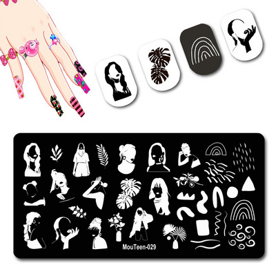 Skulls Nail Art Template Cranium Bone Nagu apzīmogošanas plāksnīšu komplekts Cross-Bones Jaunās dāmas nagu plāksnes #010