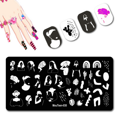 Skulls Nail Art Template Cranium Bone Nagu apzīmogošanas plāksnīšu komplekts Cross-Bones Jaunās dāmas nagu plāksnes #010