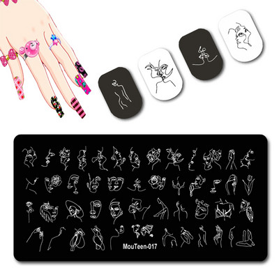 Skulls Nail Art Template Cranium Bone Nagu apzīmogošanas plāksnīšu komplekts Cross-Bones Jaunās dāmas nagu plāksnes #010