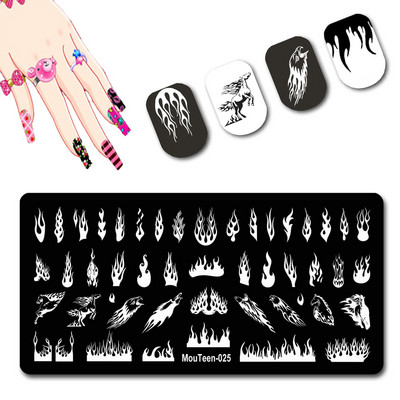 Skulls Nail Art Template Cranium Bone Nagu apzīmogošanas plāksnīšu komplekts Cross-Bones Jaunās dāmas nagu plāksnes #010