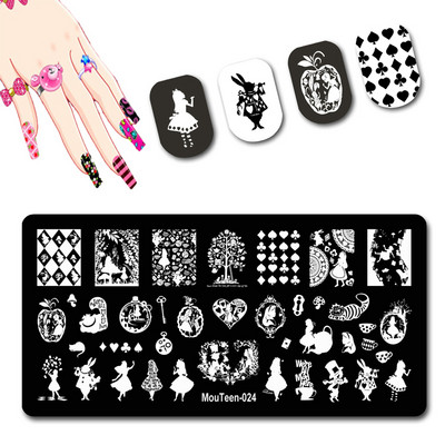 Skulls Nail Art Template Cranium Bone Nagu apzīmogošanas plāksnīšu komplekts Cross-Bones Jaunās dāmas nagu plāksnes #010