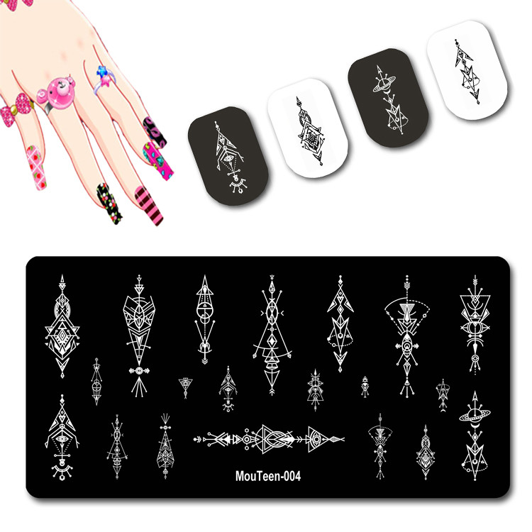 Skulls Nail Art Template Cranium Bone Nagu apzīmogošanas plāksnīšu komplekts Cross-Bones Jaunās dāmas nagu plāksnes #010