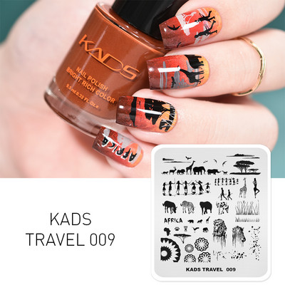 1 kom Nail Art Stamping Pločice Afrički stil Pečat za nokte Tenmplate Lion Elephant Žirafa Plemenski ljudi Šablon za slike za manikuru