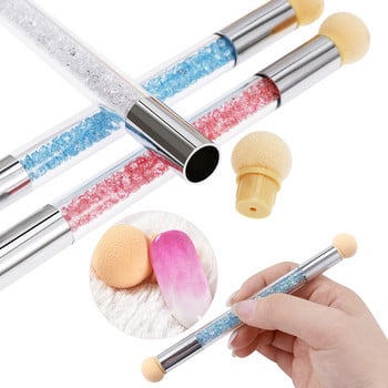 Смяна на гъбени глави Nails Art Gel Polish Color Gradient Brush Glitter Powder Dotting Pen For Manicure Accessories Tools