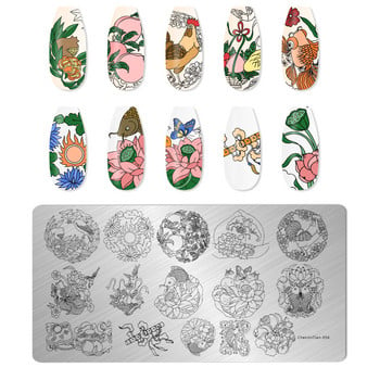 Πλάκες νυχιών αγγέλου Πρότυπο από ανοξείδωτο ατσάλι Μοτίβο λουλουδιών Ορθογώνιο Πρότυπο για σφράγιση νυχιών Πλάκα εικόνας σφραγίδας μανικιούρ νυχιών