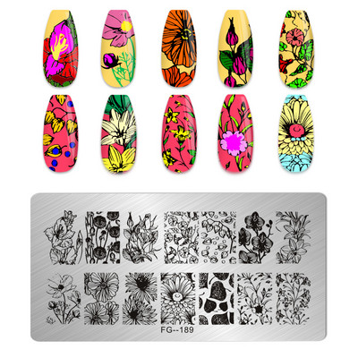 Eņģeļu nagu plāksnes nerūsējošā tērauda veidnes ziedu raksts taisnstūra nagu štancēšanas veidne manikīra nagu mākslas zīmoga attēla plāksne