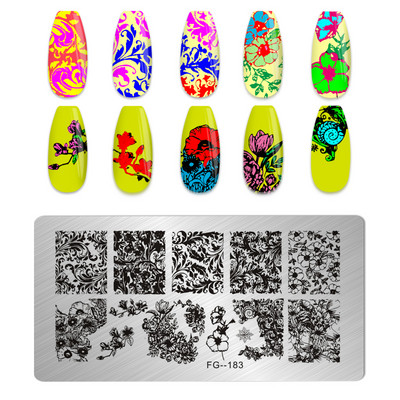 Eņģeļu nagu plāksnes nerūsējošā tērauda veidnes ziedu raksts taisnstūra nagu štancēšanas veidne manikīra nagu mākslas zīmoga attēla plāksne