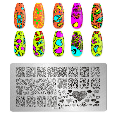 Eņģeļu nagu plāksnes nerūsējošā tērauda veidnes ziedu raksts taisnstūra nagu štancēšanas veidne manikīra nagu mākslas zīmoga attēla plāksne