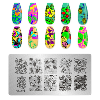 Eņģeļu nagu plāksnes nerūsējošā tērauda veidnes ziedu raksts taisnstūra nagu štancēšanas veidne manikīra nagu mākslas zīmoga attēla plāksne