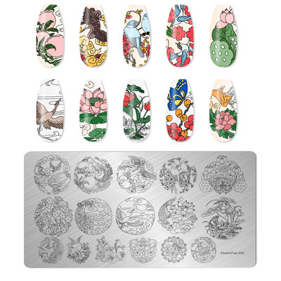 Eņģeļu nagu plāksnes nerūsējošā tērauda veidnes ziedu raksts taisnstūra nagu štancēšanas veidne manikīra nagu mākslas zīmoga attēla plāksne