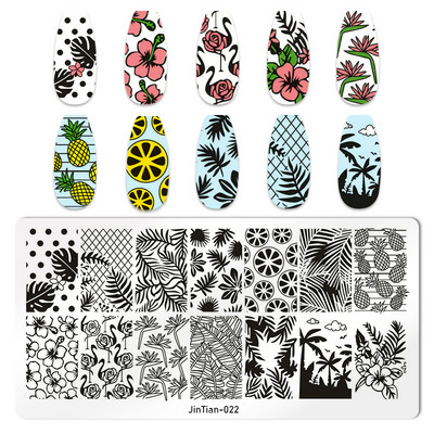 Eņģeļu nagu plāksnes nerūsējošā tērauda veidnes ziedu raksts taisnstūra nagu štancēšanas veidne manikīra nagu mākslas zīmoga attēla plāksne