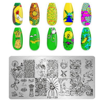 Eņģeļu nagu plāksnes nerūsējošā tērauda veidnes ziedu raksts taisnstūra nagu štancēšanas veidne manikīra nagu mākslas zīmoga attēla plāksne