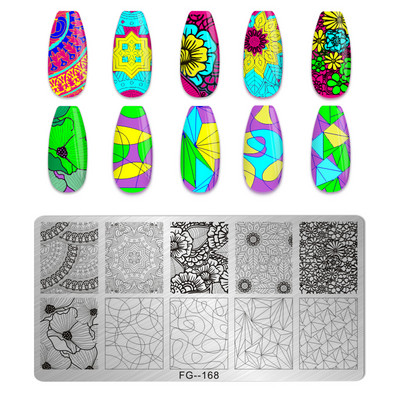 Eņģeļu nagu plāksnes nerūsējošā tērauda veidnes ziedu raksts taisnstūra nagu štancēšanas veidne manikīra nagu mākslas zīmoga attēla plāksne