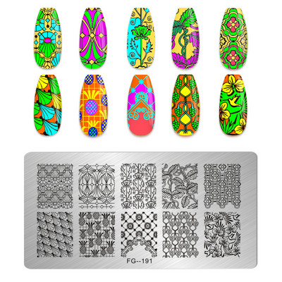 Eņģeļu nagu plāksnes nerūsējošā tērauda veidnes ziedu raksts taisnstūra nagu štancēšanas veidne manikīra nagu mākslas zīmoga attēla plāksne