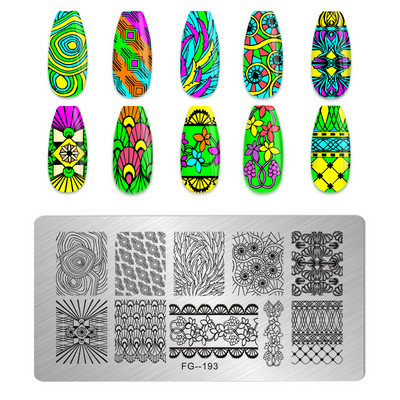 Eņģeļu nagu plāksnes nerūsējošā tērauda veidnes ziedu raksts taisnstūra nagu štancēšanas veidne manikīra nagu mākslas zīmoga attēla plāksne