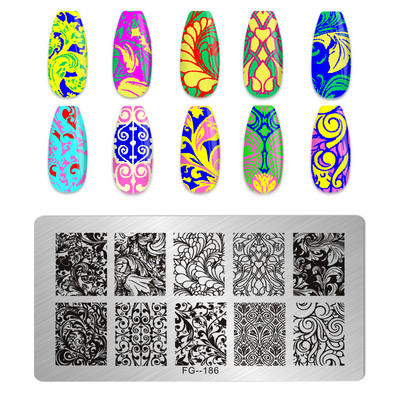Eņģeļu nagu plāksnes nerūsējošā tērauda veidnes ziedu raksts taisnstūra nagu štancēšanas veidne manikīra nagu mākslas zīmoga attēla plāksne