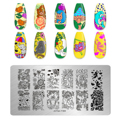 Eņģeļu nagu plāksnes nerūsējošā tērauda veidnes ziedu raksts taisnstūra nagu štancēšanas veidne manikīra nagu mākslas zīmoga attēla plāksne