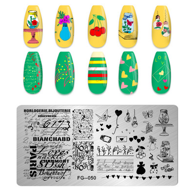 Eņģeļu nagu plāksnes nerūsējošā tērauda veidnes ziedu raksts taisnstūra nagu štancēšanas veidne manikīra nagu mākslas zīmoga attēla plāksne