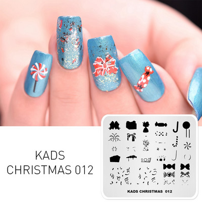 KADS Ziemassvētku nagu mākslas zīmogplāksnes Sniegpārslas Helovīna galvaskauss Spoks Attēlu zīmogu veidnes Drukas manikīrs Trafareti Rīki