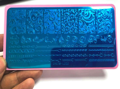 Nerūsējošā tērauda 6x12 cm nagu mākslas zīmoga plāksne/mežģīnes, ģeometrisks raksts, tauriņš, ziedu nagu mākslas veidne Diy nagu instruments