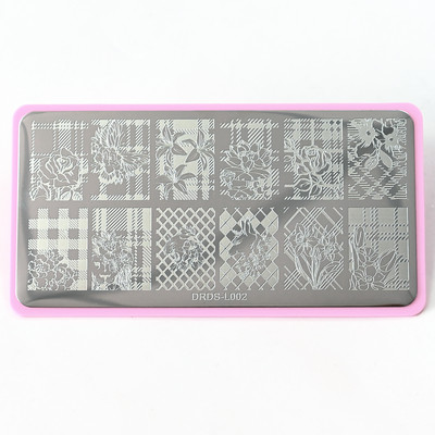 Nerūsējošā tērauda 6x12 cm nagu mākslas zīmoga plāksne/mežģīnes, ģeometrisks raksts, tauriņš, ziedu nagu mākslas veidne Diy nagu instruments